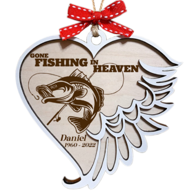 Custom Memorial Ornament: Gone Fishing in Heaven Orm102