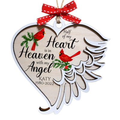 Custom Memorial Ornament: Half of My Heart is in Heaven With My Angel Orm071
