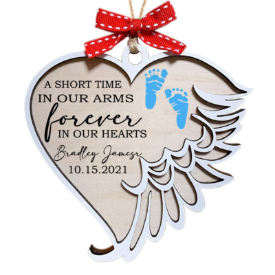 Custom Memorial Ornament: A Short Timein Our Armsforeverin Our Hearts Orm008