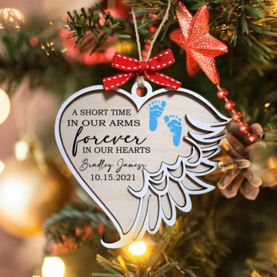 Custom Memorial Ornament: A Short Timein Our Armsforeverin Our Hearts Orm008