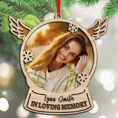Custom Memorial Ornament Wood Wings Christmas: In Loving Memory Lynn Smith