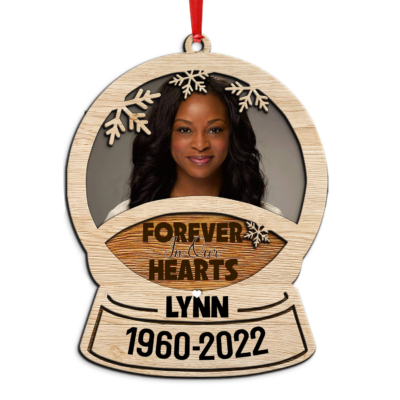 Custom Memorial Ornament Wood Wings Christmas: Forever in our Hearts